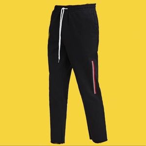 ‫Men Zip Embellished Drawstring Waist Raw Hem